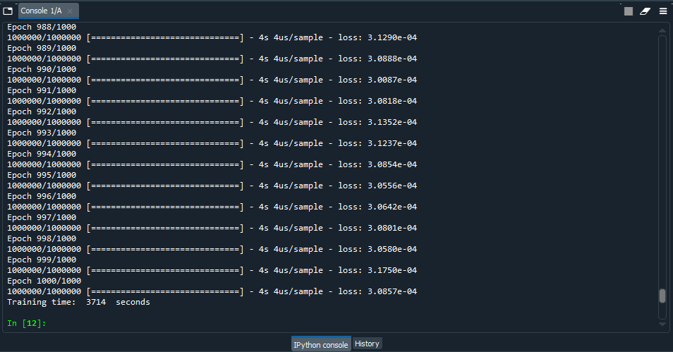 AWS Windows-PC TensorFlow-Benchmark-Ergebnisse mit Trainingszeit von 3714 Sekunden bei 1000 Epochen